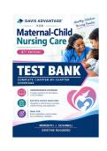 Test Bank for Davis Advantage for Maternal-Child Nursing Care&comma; 4th Edition Meredith J&period; Scannell & Kristine Ruggiero &vert; Complete Chapter-by-Chapter Coverage