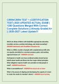 CRRN&sol;CRRN TEST 1 &lpar;CERTIFICATION &NewLine;TEST&rpar; 2025 UPDATED ACTUAL EXAM &vert; &NewLine;1200 Questions Merged With Correct &NewLine;Complete Solutions &vert;&vert; Already Graded A&plus; &NewLine;&vert;&vert; 2026-2027 Latest Update&excl;&excl;&excl;
