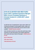 EVOLVE ELSEVIER HESI MED SURG &NewLine;Exam 2025 &vert; Updated Questions Merged &NewLine;With Correct Complete Solutions &vert;&vert; &NewLine;Already Graded A&plus; &vert;&vert; 2026-2027 Latest &NewLine;Update&excl;&excl;&excl;