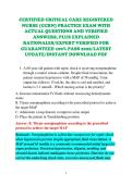 CERTIFIED CRITICAL CARE REGISTERED &NewLine;NURSE &lpar;CCRN&rpar; PRACTICE EXAM WITH &NewLine;ACTUAL QUESTIONS AND VERIFIED &NewLine;ANSWERS&comma; PLUS EXPLAINED &NewLine;RATIONALES&sol;EXPERT VERIFIED FOR &NewLine;GUARANTEED 100&percnt; PASS 2026&sol;LATEST &NewLine;UPDATE&sol;INSTANT DOWNLOAD PDF