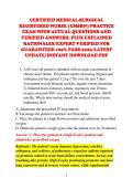 CERTIFIED MEDICAL-SURGICAL &NewLine;REGISTERED NURSE &lpar;CMSRN&rpar; PRACTICE &NewLine;EXAM WITH ACTUAL QUESTIONS AND &NewLine;VERIFIED ANSWERS&comma; PLUS EXPLAINED &NewLine;RATIONALES&sol;EXPERT VERIFIED FOR &NewLine;GUARANTEED 100&percnt; PASS 2026&sol;LATEST &NewLine;UPDATE&sol;INSTANT DOWNLOAD PDF