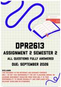 DPR2613 Assignment 2 Semester 2 MEMO &vert; Due September 2026
