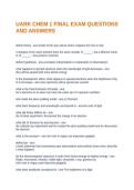 UARK CHEM 1 FINAL EXAM QUESTIONS AND ANSWERS