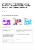 JLTV TEST A EXAM WITH CORRECT ACTUAL QUESTIONS AND CORRECTLY WELL DEFINED ANSWERS LATEST ALREADY GRADED A&plus;