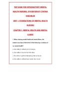 Test Bank for Introductory Mental Health Nursing&comma; 6th Edition by Cynthia Kincheloe &vert; Complete Questions & Answers&NewLine;&NewLine;
