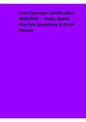 Pool Operator Certification 2026&sol;2027 Latest Update &vert; Verified Questions & Answers &vert; Study Guide&comma; Practice Questions & Exam Review