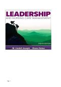 TEST BANK FOR Leadership and Nursing Care Management 8th Edition by M&period; Lindell Joseph &comma; Diane Huber ISBN&colon;9780443127373&comma;COMPLETE GUIDE ALL CHAPTERS COVERED 100&percnt; VERIFIED A&plus; GRADE ASSURED&excl;&excl;&excl;&excl;&excl; NEW LATEST UPDATE&excl;&excl;&excl;&excl;&excl;