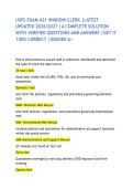 USPS EXAM 421 WINDOW CLERK &vert;LATEST UPDATED 2026&sol;2027 &vert;A COMPLETE SOLUTION WITH VERIFIED QUESTIONS AND ANSWERS &vert;GET IT 100&percnt; CORRECT &vert;GRADED A&plus; 