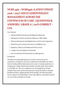 NURS 5461 &sol; NURS5461 &lpar;LATEST UPDATE 2026 &sol; 2027&rpar; ADULT GERONTOLOGY MANAGEMENT ACROSS THE CONTINUUM OF CARE &vert; QUESTIONS & ANSWERS &vert; GRADE A &vert; 100&percnt; CORRECT - UTA