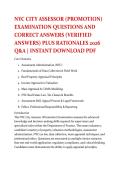 NYC CITY ASSESSOR &lpar;PROMOTION&rpar; &NewLine;EXAMINATION QUESTIONS AND &NewLine;CORRECT ANSWERS &lpar;VERIFIED &NewLine;ANSWERS&rpar; PLUS RATIONALES 2026 &NewLine;Q&A &vert; INSTANT DOWNLOAD PDF 