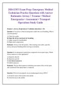 2026 EMT Exam Prep&colon; Emergency Medical &NewLine;Technician Practice Questions with Answer &NewLine;Rationales Airway &bull; Trauma &bull; Medical &NewLine;Emergencies &bull; Assessment &bull; Transport &NewLine;Operations Study Guide