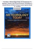 Test Bank - Meteorology Today&colon; An Introduction to Weather&comma; Climate&comma; and the Environment 13th Edition &lpar;C&period; Donald Ahrens&comma; 2022&rpar; All Chapters 1-20&vert; Latest Edition