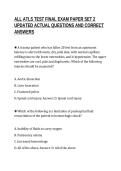 ALL ATLS TEST FINAL EXAM PAPER SET 2&NewLine;UPDATED ACTUAL QUESTIONS AND CORRECT&NewLine;ANSWERS