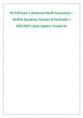 NU 518 Exam 1 Advanced Health Assessment &ndash; &NewLine;Verified Questions&comma; Answers & Rationales &vert; &NewLine;2026&sol;2027 Latest Update &vert; Graded A&plus; 