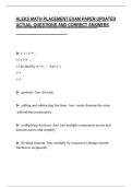 ALEKS MATH PLACEMENT EXAM PAPER UPDATED&NewLine;ACTUAL QUESTIONS AND CORRECT ANSWERS