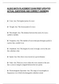 ALEKS MATH PLACEMENT EXAM PREP UPDATED&NewLine;ACTUAL QUESTIONS AND CORRECT ANSWERS