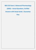 NSG 533 Exam 1 Advanced Pharmacology &NewLine;&lpar;2026&rpar; &ndash; Actual Questions&comma; Verified &NewLine;Answers with Study Guide &vert; Guarantee &NewLine;Pass 