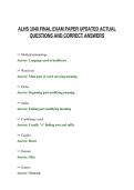 ALHS 1040 FINAL EXAM PAPER UPDATED ACTUAL&NewLine;QUESTIONS AND CORRECT ANSWERS