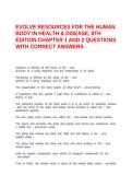 EVOLVE RESOURCES FOR THE HUMAN BODY IN HEALTH & DISEASE&comma; 8TH EDITION CHAPTER 1 AND 2 QUESTIONS WITH CORRECT ANSWERS