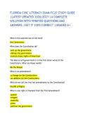 FLORIDA CIVIC LITERACY EXAM FCLE STUDY GUIDE &vert;LATEST UPDATED 2026&sol;2027 &vert;A COMPLETE SOLUTION WITH VERIFIED QUESTIONS AND ANSWERS &vert;GET IT 100&percnt; CORRECT &vert;GRADED A&plus; 