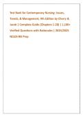 Test Bank for Contemporary Nursing&colon; Issues&comma; &NewLine;Trends&comma; & Management&comma; 9th Edition by Cherry & &NewLine;Jacob &vert; Complete Guide &lpar;Chapters 1-28&rpar; &vert; 1&comma;100&plus; &NewLine;Verified Questions with Rationales &vert; 2024&sol;2025 &NewLine;NCLEX-RN Prep 