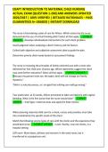 EDAPT INTRODUCTION TO MATERNAL CHILD NURSING &NewLine;ACTUAL EXAM &lbrack;QUESTION 1-200&rsqb; AND ANSWERS UPDATED &NewLine;2026&sol;2027 &vert; 100&percnt; VERIFIED &vert; DETAILED RATIONALES &ndash; PASS &NewLine;GUARANTEED A&plus; GRADED &vert; INSTANT DOWNLOAD 