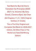 Byrd & Chen's Canadian Tax Principles 2026&comma; 2027 1e Volume 2 By Gary Donell&comma; Clarence Byrd&comma; Ida Chen &vert; Test Bank