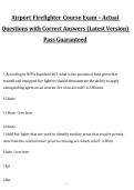 Airport Firefighter Course Exam Questions and Correct Answers&comma; Latest Version&comma; 2027&sol;2028 Exam Preparation Material