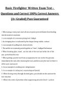 Basic Firefighter Written Exam Test Questions and Correct Answers&comma; A&plus; Rated&comma; 2027&sol;2028 Exam Preparation Material