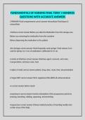 FUNDAMENTALS OF NURSING FINAL TERM 1 HONDROS QUESTIONS WITH ACCURATE ANSWERS