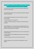 CRITICAL THINKING NUR 200 HONDROS&comma; 200 EXAM 1 CRITICAL THINKING QUESTIONS WITH ACCURATE ANSWERS