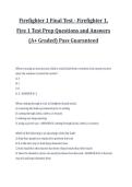 Firefighter 1 Final Test and Fire 1 Test Prep Questions and Answers&comma; A&plus; Rated&comma; 2027&sol;2028 Exam Preparation Material