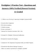 Firefighter 1 Practice Test Questions and Verified Answers&comma; Newest Version&comma; A&plus; Rated&comma; 2027&sol;2028 Exam Preparation Material