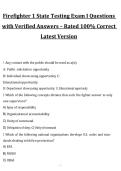 Firefighter 1 State Testing Exam I Questions and Verified Answers&comma; Latest Version&comma; 2027&sol;2028 Exam Preparation Material