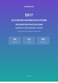 WGU D217 Accounting Information Systems  Practice Exam with Answers & Detailed Explanations&NewLine;
