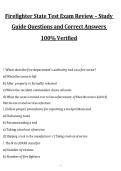 Firefighter State Test Exam Review Study Guide Questions and Correct Answers&comma; 2027&sol;2028 Exam Preparation Material