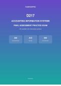 WGU D217 Accounting Information Systems Final Assessment Practice Exam with Answers & Detailed Explanations&NewLine;