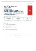 AQA AS Level Physics 7407&sol;1 Paper 1 June Exam and Practice 2026&sol;2027 &ndash; Questions and Answers &vert; 100&percnt; Verified &vert; Detailed Rationales &ndash; Pass Guaranteed &ndash; A&plus; Graded&NewLine;&NewLine;