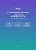 WGU D217 Accounting Information Systems &ndash; Business Processes & Transaction Cycles Practice Test with Answers & Detailed Explanations&NewLine;