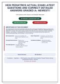 HESI Pediatrics Actual Exam &vert; 120 Questions & Answers with Detailed Rationales & "Why Wrong" Explanations&NewLine;