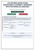 ATI RN Med-Surg Exam &vert; 149 Questions & Answers with Detailed Rationales & "Why Wrong" Explanations 2026&sol;2027&NewLine;
