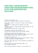 HCMT 2060&colon; CANCER REGISTRY STRUCTURE AND MANAGEMENT FINAL STUDY GIDE QUESTIONS AND SOLUTIONS&NewLine;&NewLine;&NewLine;