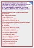 VA ALTERNATIVE ENERGY SYSTEM CONTRACTING &NewLine;PRACTICE EXAM 2026&sol;2027 300 ACTUAL QUESTIONS AND &NewLine;CORRECT ANSWERS &lpar;VERIFIED ANSWERS&rpar; WITH &NewLine;DETAILED RATIONALES Latest Edition &vert; Based on the &NewLine;Current Virginia USBC&comma; NEC 2023&comma; and DPOR Regulations 