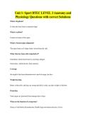 Unit 1- Sport BTEC LEVEL 3 Anatomy and&NewLine;Physiology Questions with correct Solutions