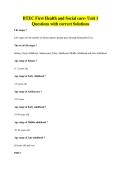 BTEC First Health and Social care- Unit 1&NewLine;Questions with correct Solutions