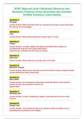 BTEC National Level 3 Business &lpar;Personal and&NewLine;Business Finance&rpar; &vert; Exam Questions and Answers&NewLine;Verified Solutions Latest Update