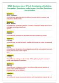 BTEC Business Level 3 Test -Developing a Marketing&NewLine;Campaign&excl; Questions and Answers Verified Solutions&NewLine;Latest Update