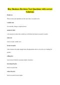 Btec Business Revision Test Questions with correct&NewLine;Solutions