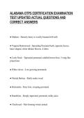 ALABAMA OTPS CERTIFICATION EXAMINATION&NewLine;TEST UPDATED ACTUAL QUESTIONS AND&NewLine;CORRECT ANSWERS