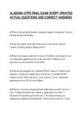 ALABAMA OTPS FINAL EXAM SCRIPT UPDATED&NewLine;ACTUAL QUESTIONS AND CORRECT ANSWERS
